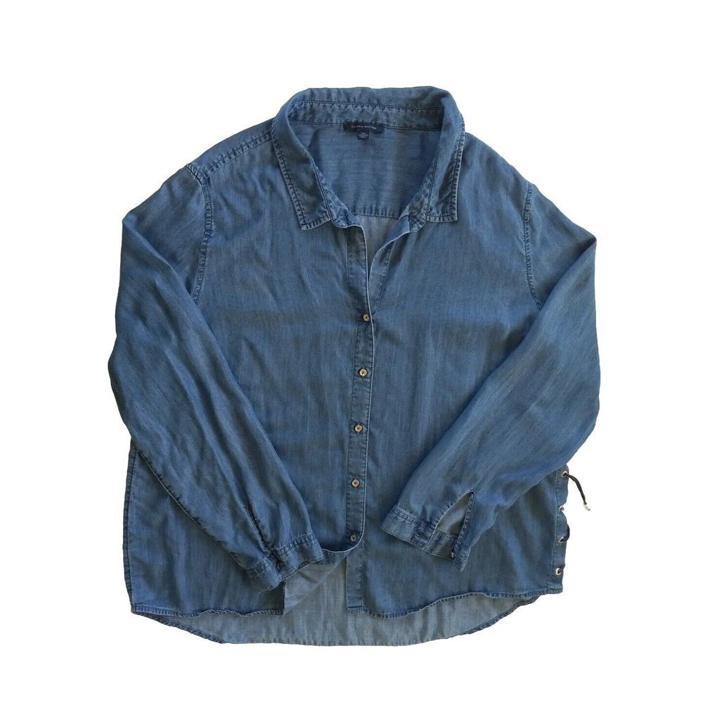 Tommy Hilfiger Denim Women's XXL Buttons Down Long-sleeve Side Drawstring Shirt
